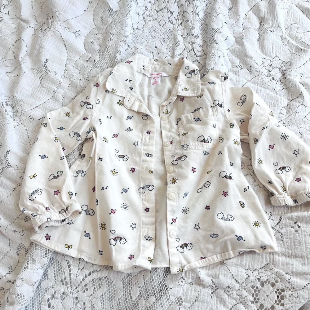 Joe fresh | little girl button up long sleeve rainbow shirt